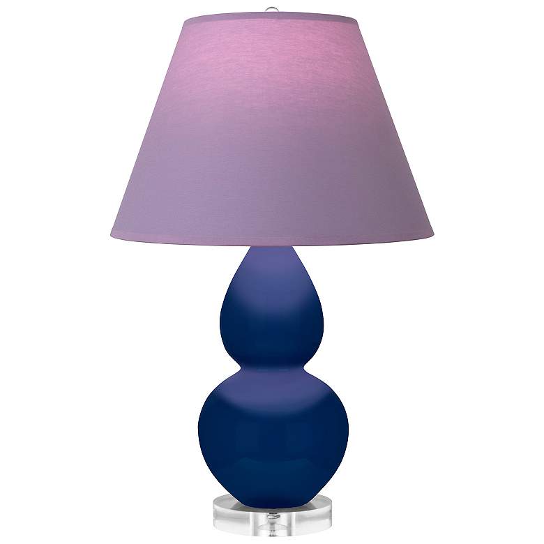 Image 1 Double Gourd 22"H Cobalt And Lucite Lamp w/ Lavender And Plum Shade