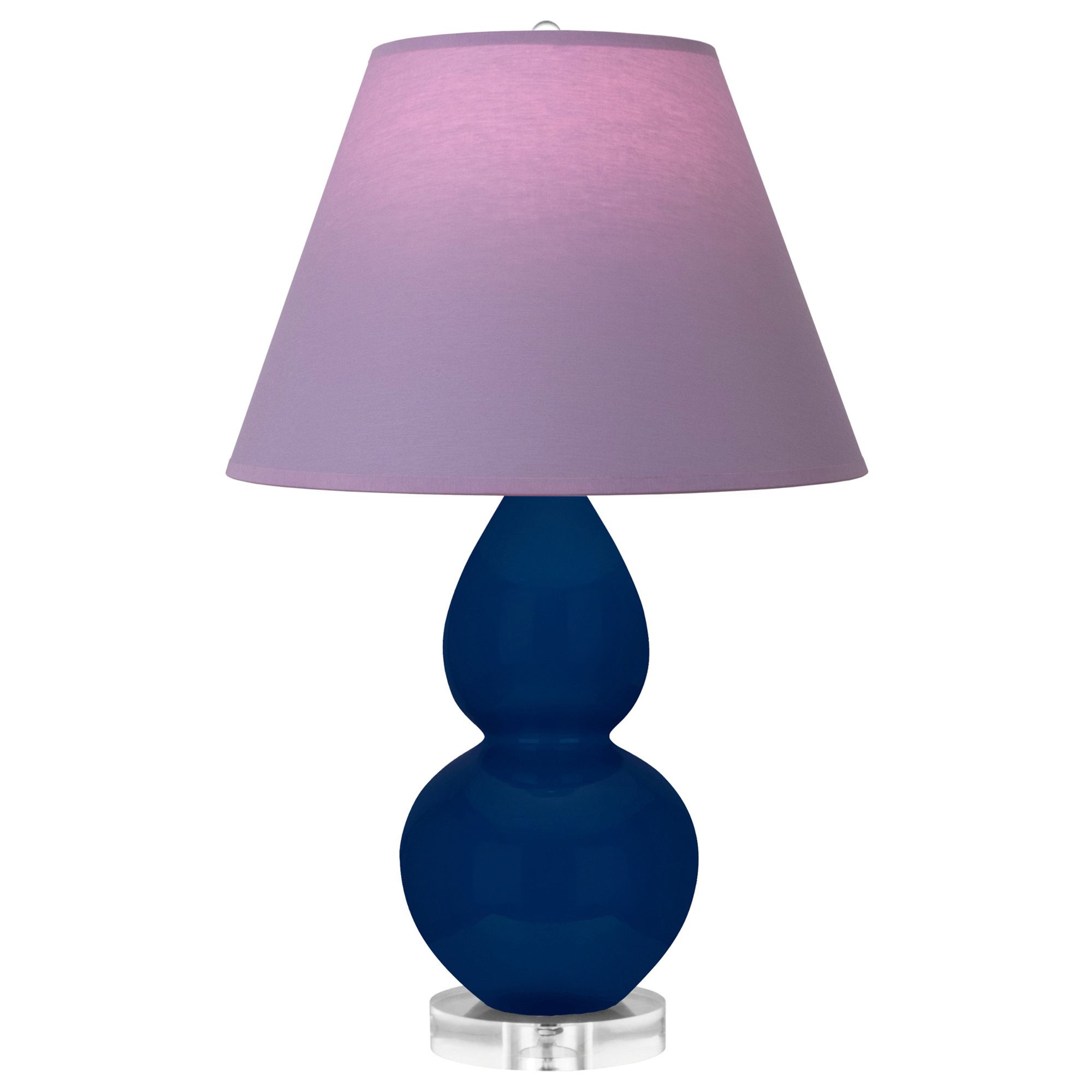 Image 2 Double Gourd 22"H Cobalt And Lucite Lamp w/ Lavender And Plum Shade more views