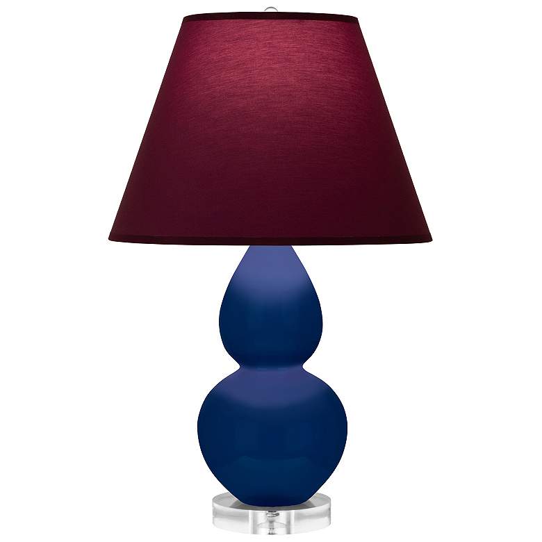 Image 1 Double Gourd 22"H Cobalt And Lucite Lamp w/ Plum And Lavender Shade