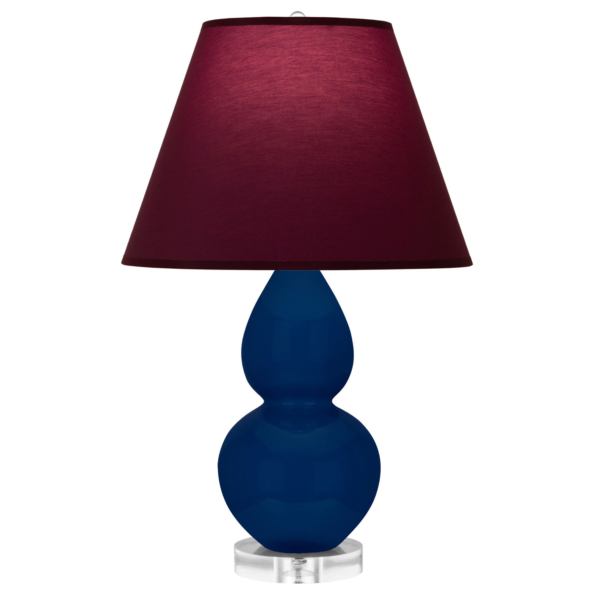 Image 2 Double Gourd 22"H Cobalt And Lucite Lamp w/ Plum And Lavender Shade more views