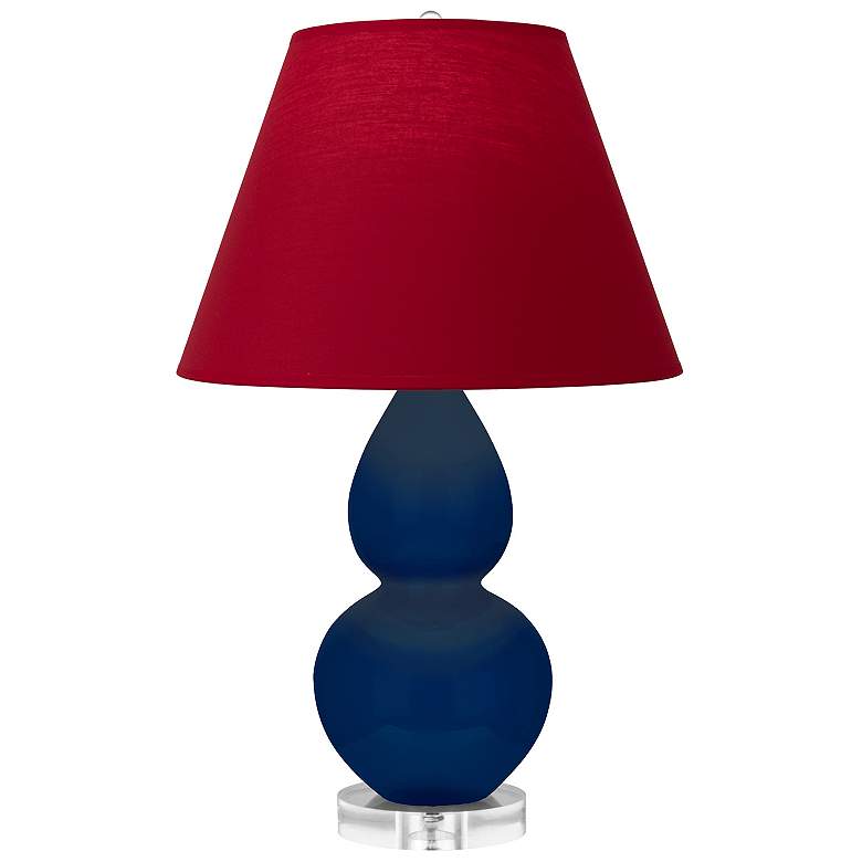 Image 1 Double Gourd 22"H Cobalt And Lucite Lamp w/ Rose And Ink Shade
