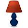 Double Gourd 22"H Cobalt And Lucite Lamp w/ Tangerine And Taupe Shade