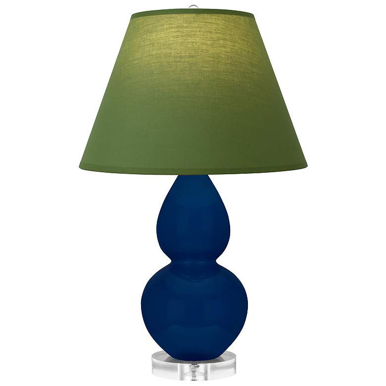 Image 1 Double Gourd 22"H Cobalt And Lucite Lamp w/ Tea Green And Taupe Shade