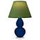 Double Gourd 22"H Cobalt And Lucite Lamp w/ Tea Green And Taupe Shade