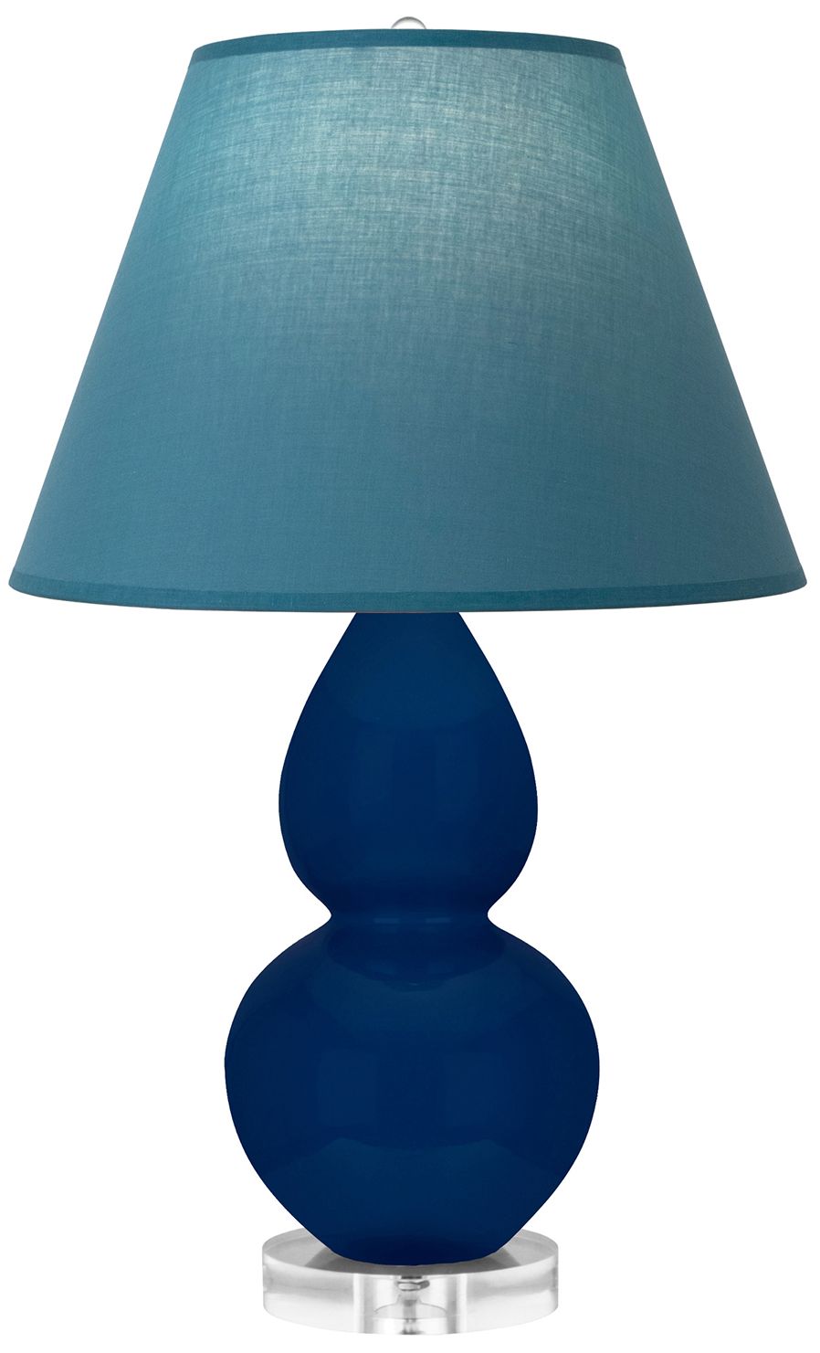 Double Gourd 22"H Cobalt & Lucite Lamp w/ Bright Blue & Gray Made to Order