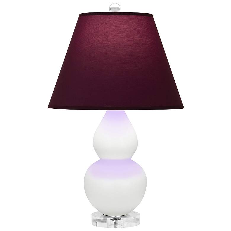 Image 1 Double Gourd 22"H Daisy And Lucite Lamp w/ Plum And Lavender Shade