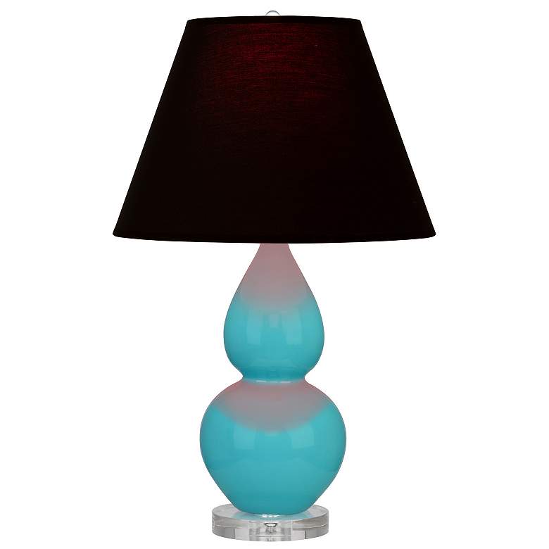 Image 1 Double Gourd 22"H Egg Blue And Lucite Accent Lamp w/ Ink Black Shade