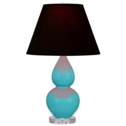 Double Gourd 22"H Egg Blue And Lucite Accent Lamp w/ Ink Black Shade