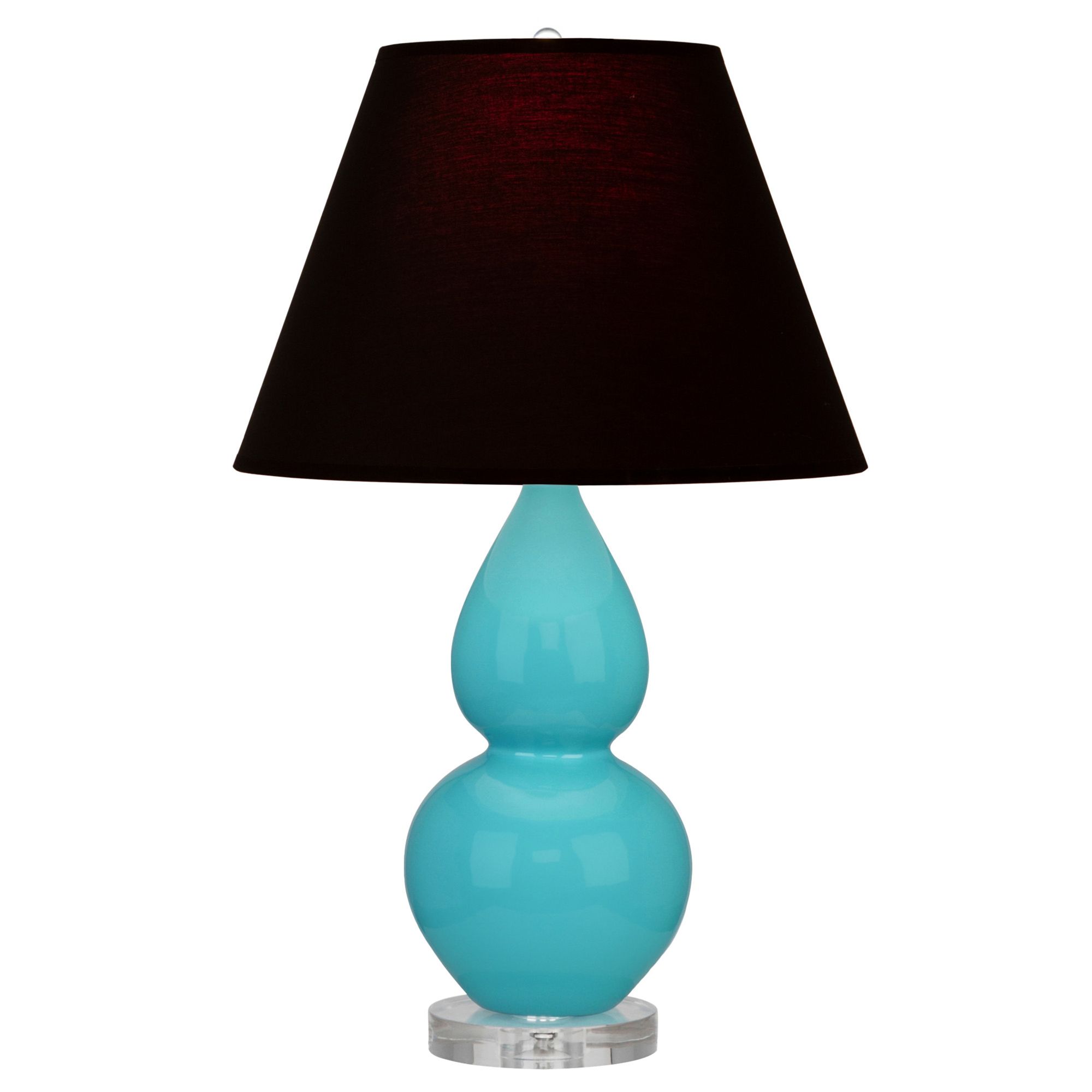 Image 2 Double Gourd 22"H Egg Blue And Lucite Accent Lamp w/ Ink Black Shade more views