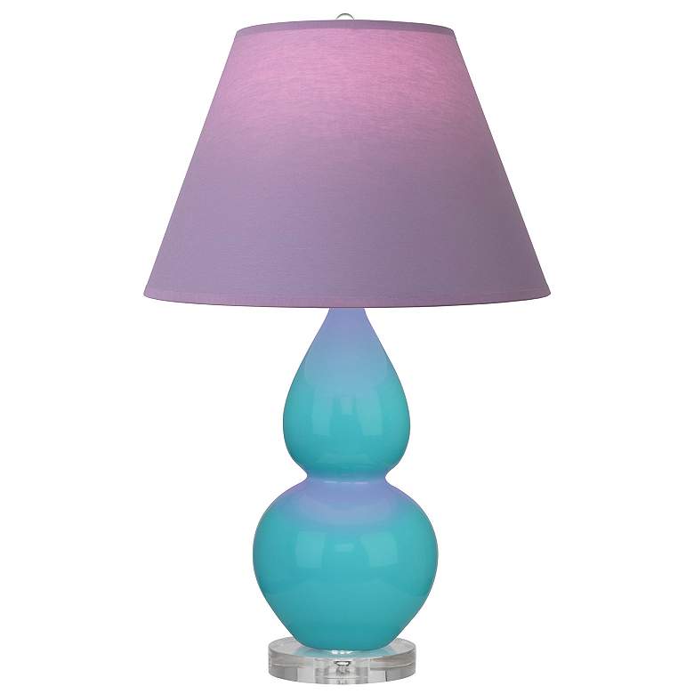 Image 1 Double Gourd 22"H Egg Blue And Lucite Accent Lamp w/ Lavender Shade