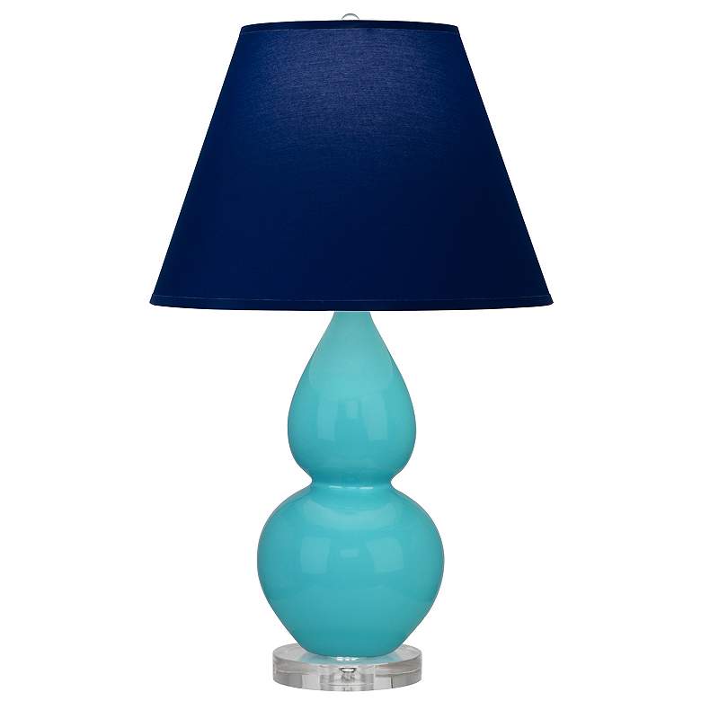 Image 1 Double Gourd 22"H Egg Blue And Lucite Accent Lamp w/ Navy Shade