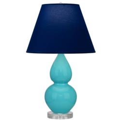 Double Gourd 22"H Egg Blue And Lucite Accent Lamp w/ Navy Shade