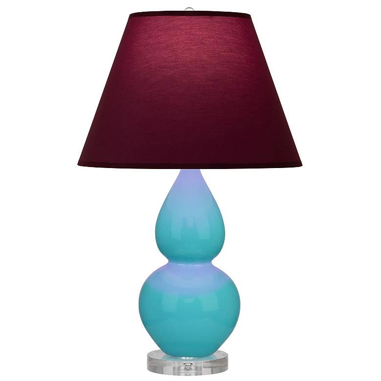 Image 1 Double Gourd 22"H Egg Blue And Lucite Accent Lamp w/ Plum Shade