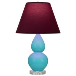 Double Gourd 22"H Egg Blue And Lucite Accent Lamp w/ Plum Shade