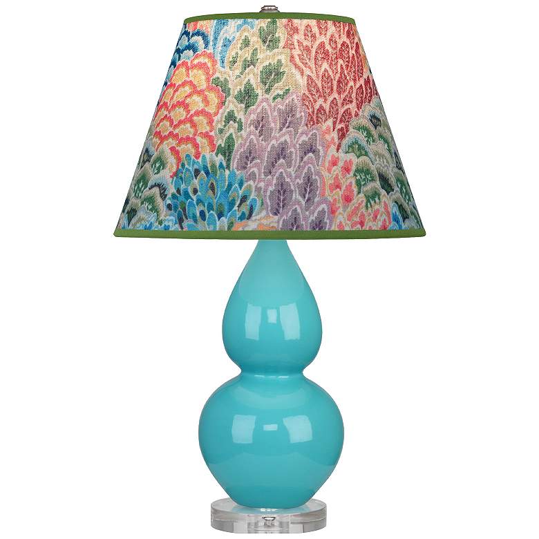 Image 1 Double Gourd 22"H Egg Blue And Lucite Accent Lamp w/ Spring Shade