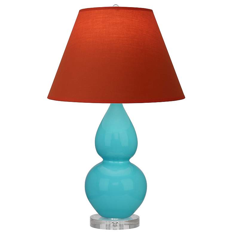 Image 1 Double Gourd 22"H Egg Blue And Lucite Accent Lamp w/ Tangerine Shade