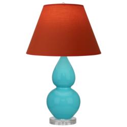 Double Gourd 22"H Egg Blue And Lucite Accent Lamp w/ Tangerine Shade