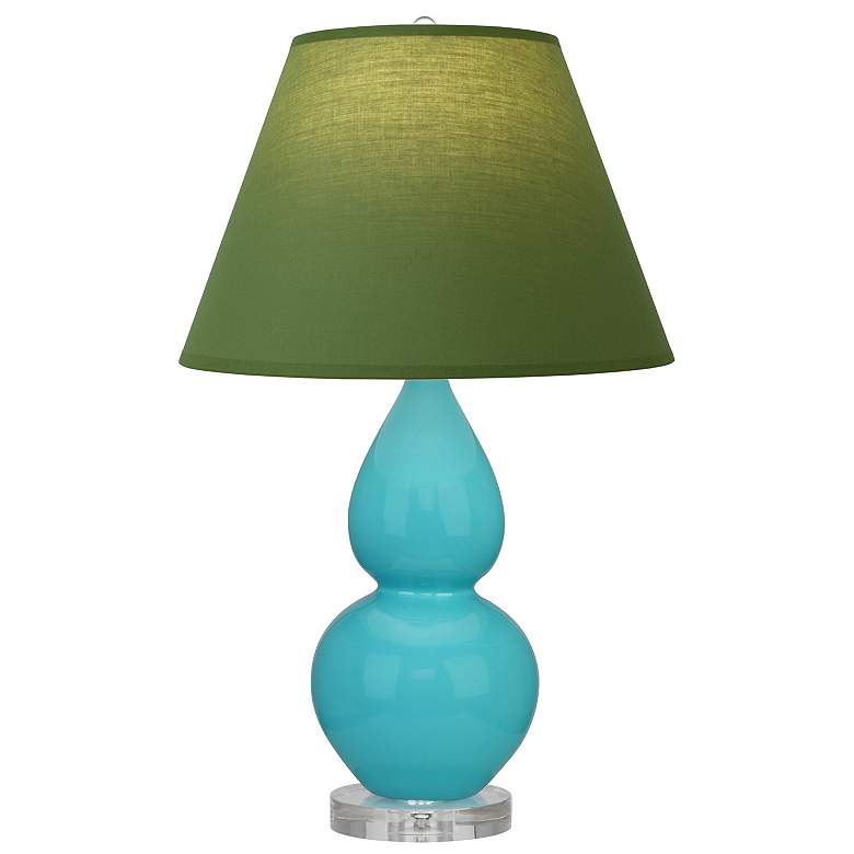 Image 1 Double Gourd 22"H Egg Blue And Lucite Accent Lamp w/ Tea Green Shade