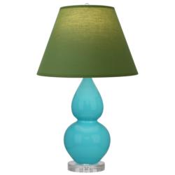 Double Gourd 22"H Egg Blue And Lucite Accent Lamp w/ Tea Green Shade