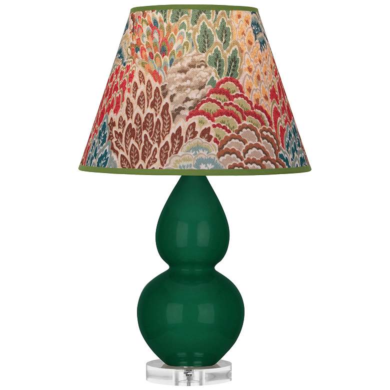 Image 1 Double Gourd 22"H Jungle And Lucite Accent Lamp w/ Fall Floral Shade