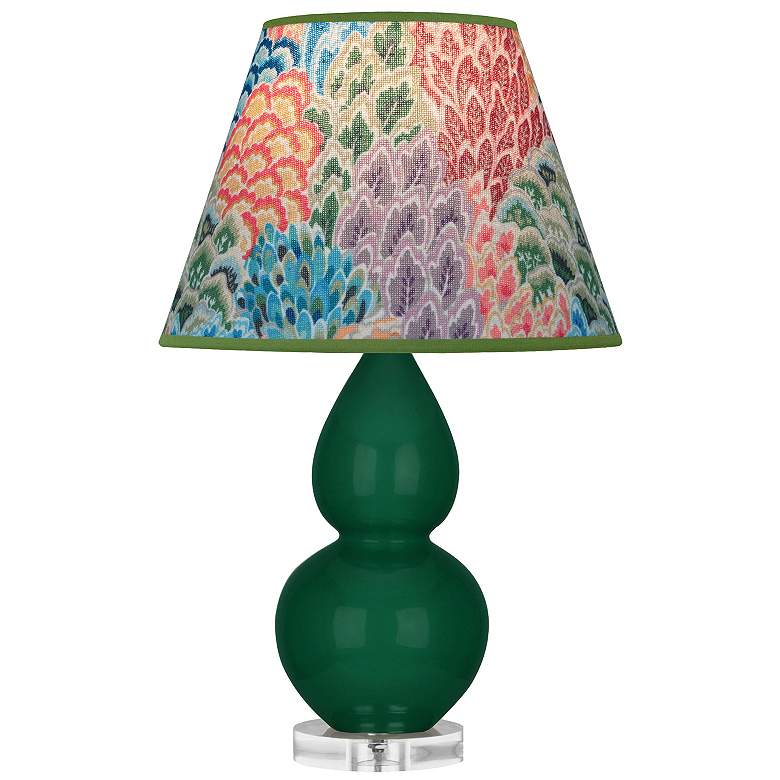 Image 1 Double Gourd 22"H Jungle And Lucite Accent Lamp w/ Spring Floral Shade