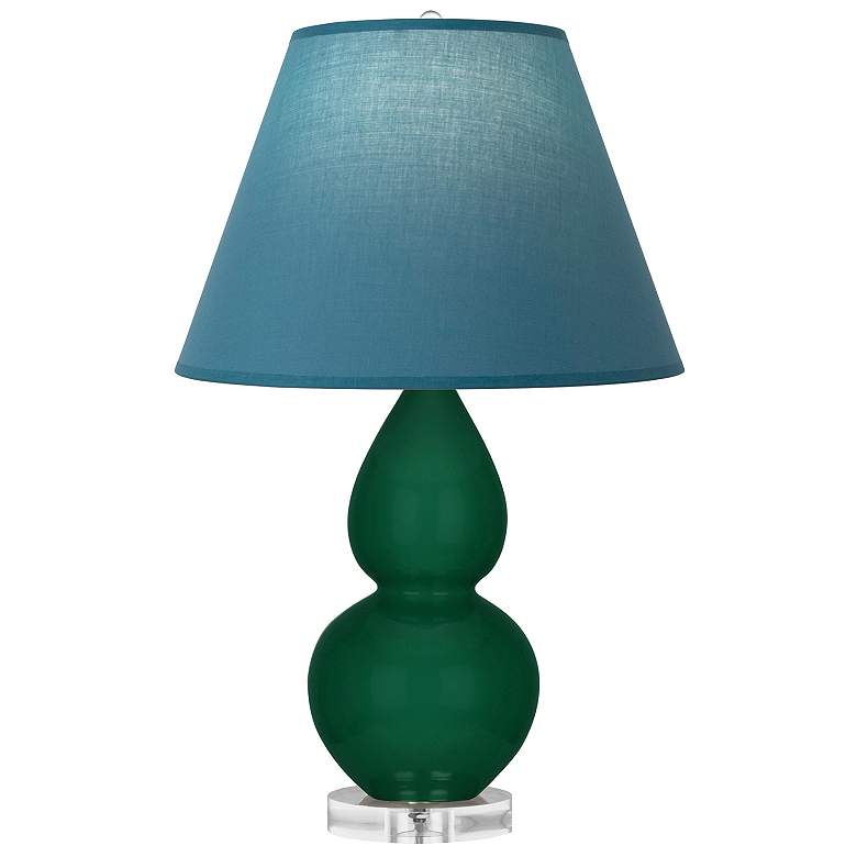 Image 1 Double Gourd 22"H Jungle And Lucite Lamp w/ Bright Blue And Gray Shade