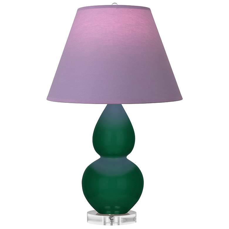 Image 1 Double Gourd 22"H Jungle And Lucite Lamp w/ Lavender And Plum Shade