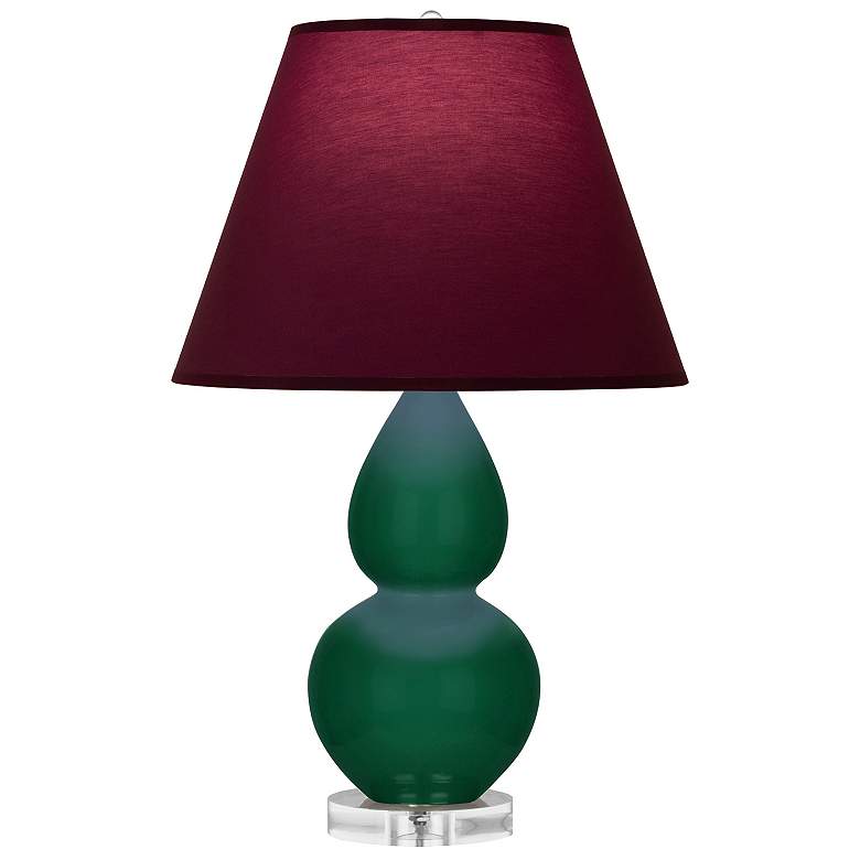 Image 1 Double Gourd 22"H Jungle And Lucite Lamp w/ Plum And Lavender Shade