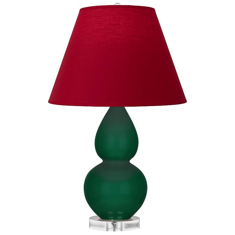 Image 1 Double Gourd 22"H Jungle And Lucite Lamp w/ Rose And Ink Shade