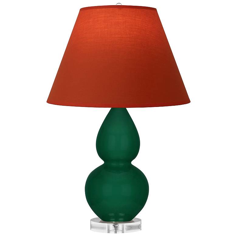 Image 1 Double Gourd 22"H Jungle And Lucite Lamp w/ Tangerine And Taupe Shade