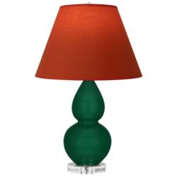 Double Gourd 22"H Jungle And Lucite Lamp w/ Tangerine And Taupe Shade
