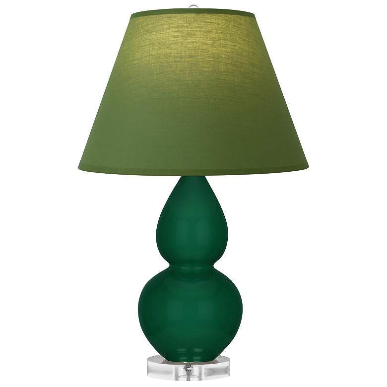 Image 1 Double Gourd 22"H Jungle And Lucite Lamp w/ Tea Green And Taupe Shade