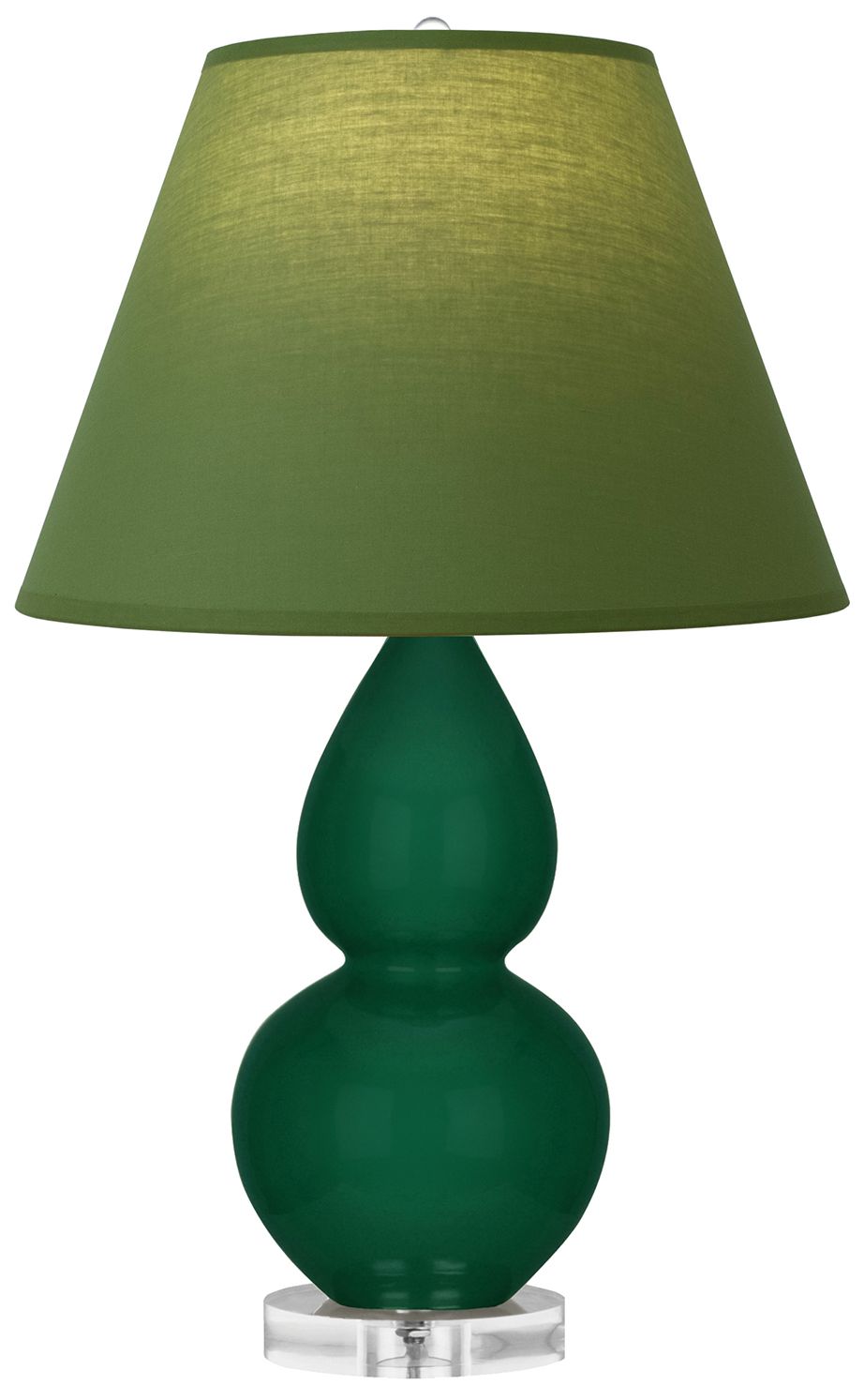 Double Gourd 22"H Jungle & Lucite Lamp w/ Tea Green & Taupe Made to Order