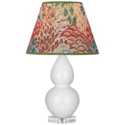 Double Gourd 22"H Lily And Lucite Accent Lamp w/ Fall Floral Shade