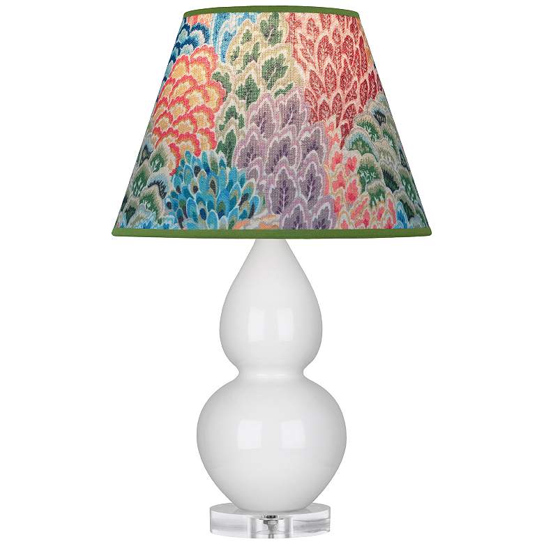 Image 1 Double Gourd 22"H Lily And Lucite Accent Lamp w/ Spring Floral Shade
