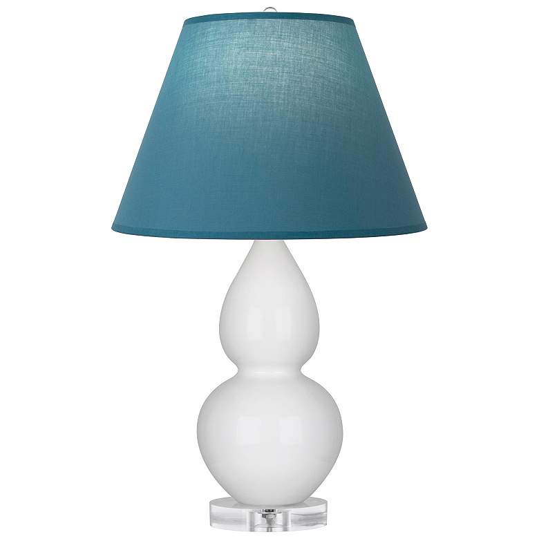 Image 1 Double Gourd 22"H Lily And Lucite Lamp w/ Bright Blue And Gray Shade