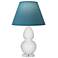 Double Gourd 22"H Lily And Lucite Lamp w/ Bright Blue And Gray Shade