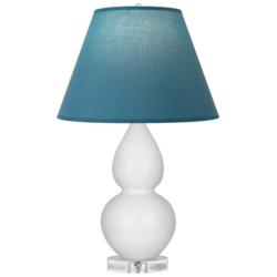 Double Gourd 22"H Lily And Lucite Lamp w/ Bright Blue And Gray Shade