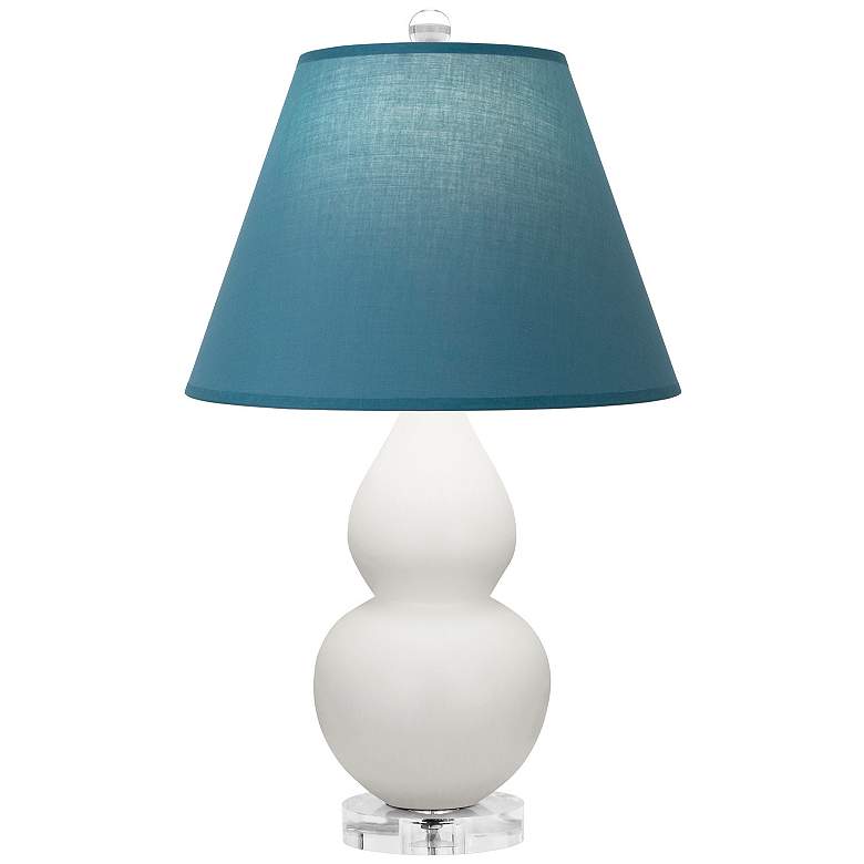Image 1 Double Gourd 22"H Lily And Lucite Lamp w/ Bright Blue And Gray Shade