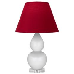 Double Gourd 22"H Lily And Lucite Lamp w/ Rose Red And Ink Black Shade