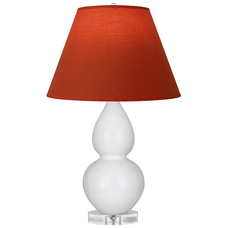 Image 1 Double Gourd 22"H Lily And Lucite Lamp w/ Tangerine And Taupe Shade