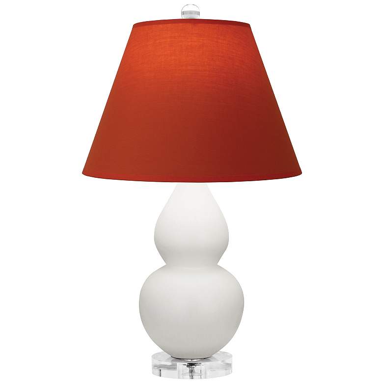 Image 1 Double Gourd 22"H Lily And Lucite Lamp w/ Tangerine And Taupe Shade