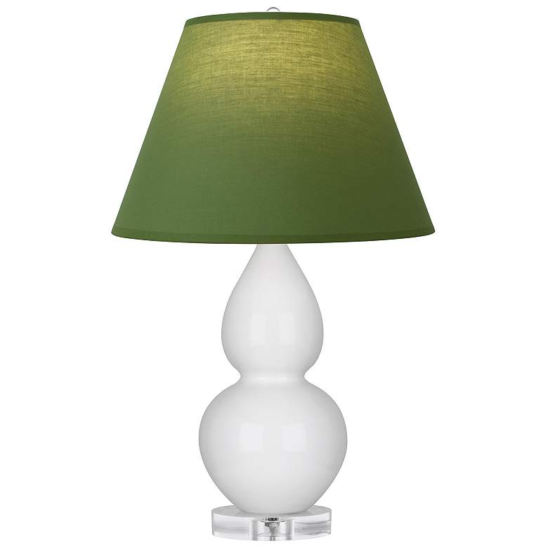 Image 1 Double Gourd 22"H Lily And Lucite Lamp w/ Tea Green And Taupe Shade