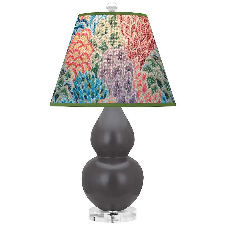Image 1 Double Gourd 22"H Matte Ash And Lucite Accent Lamp w/ Spring Shade