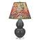 Double Gourd 22"H Matte Ash And Lucite Lamp w/ Fall Floral Shade