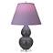Double Gourd 22"H Matte Ash And Lucite Lamp w/ Lavender And Plum Shade