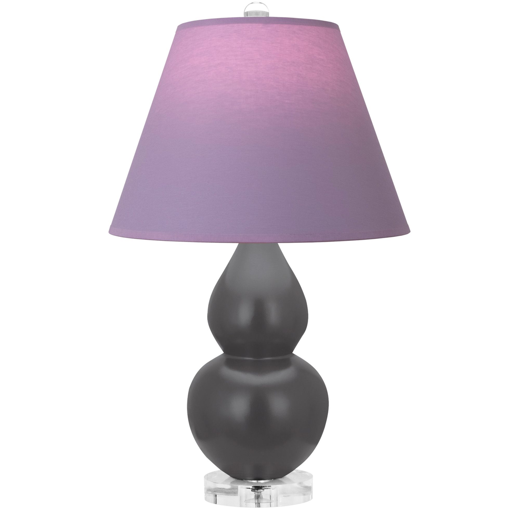 Image 2 Double Gourd 22"H Matte Ash And Lucite Lamp w/ Lavender And Plum Shade more views