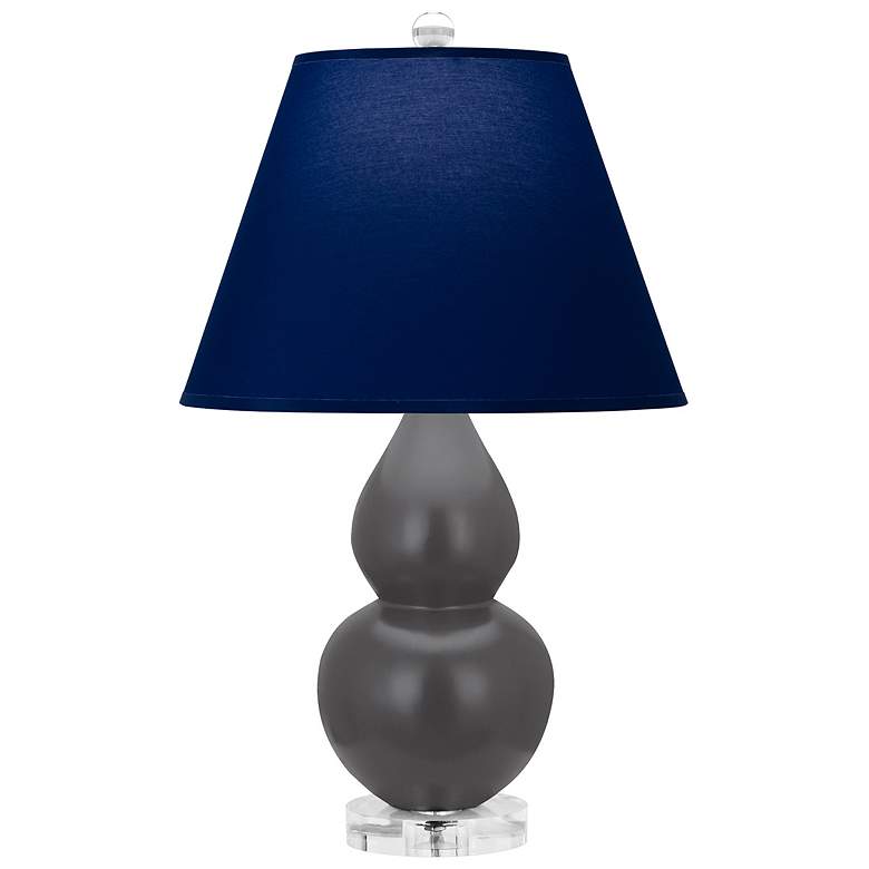 Image 1 Double Gourd 22"H Matte Ash And Lucite Lamp w/ Navy And Gray Shade