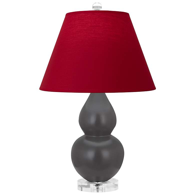 Image 1 Double Gourd 22"H Matte Ash And Lucite Lamp w/ Rose And Ink Shade