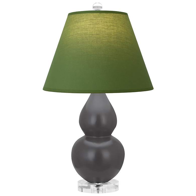 Image 1 Double Gourd 22"H Matte Ash And Lucite Lamp w/ Tea And Taupe Shade